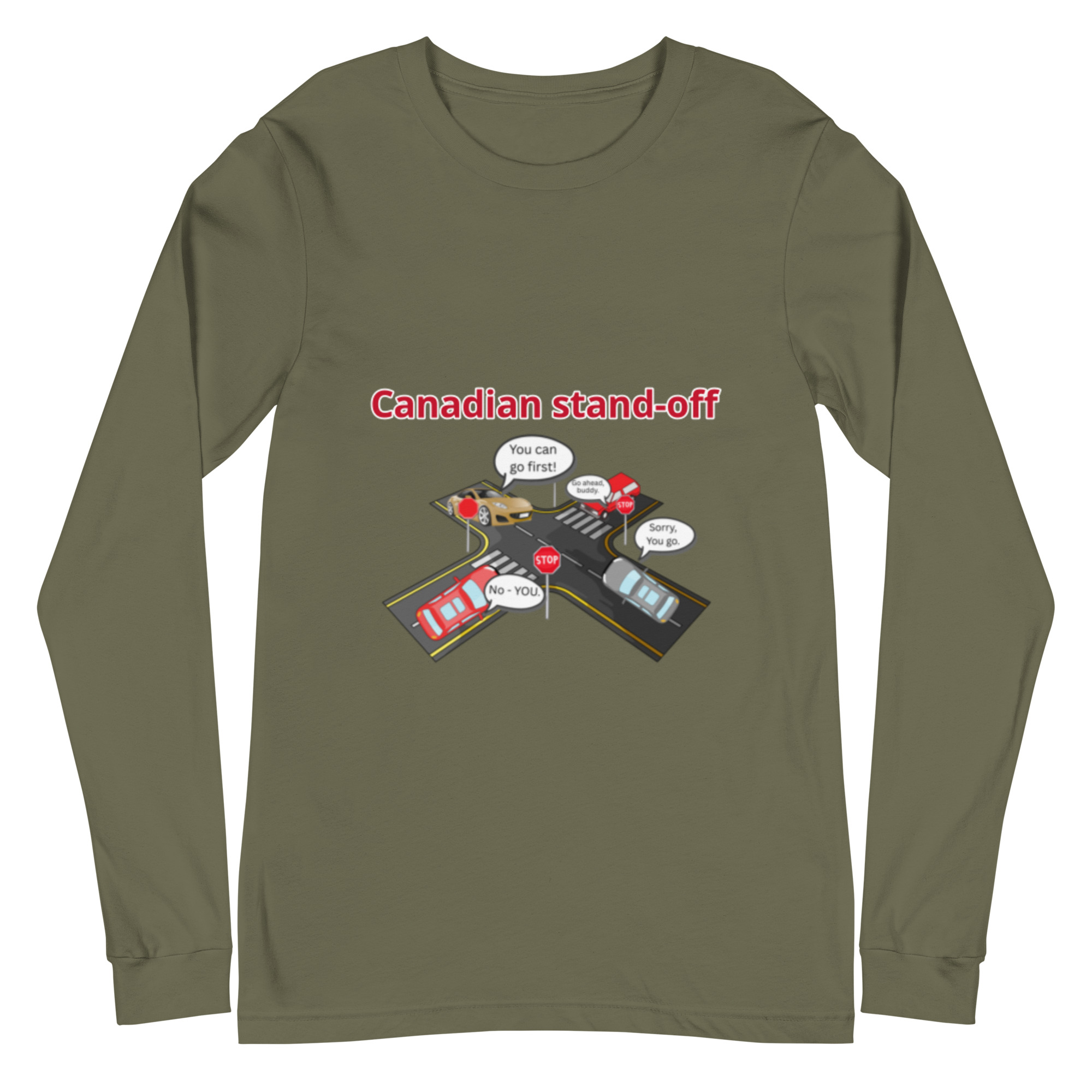 Canadian Stand-off funny Unisex Long Sleeve Tee - Image 10