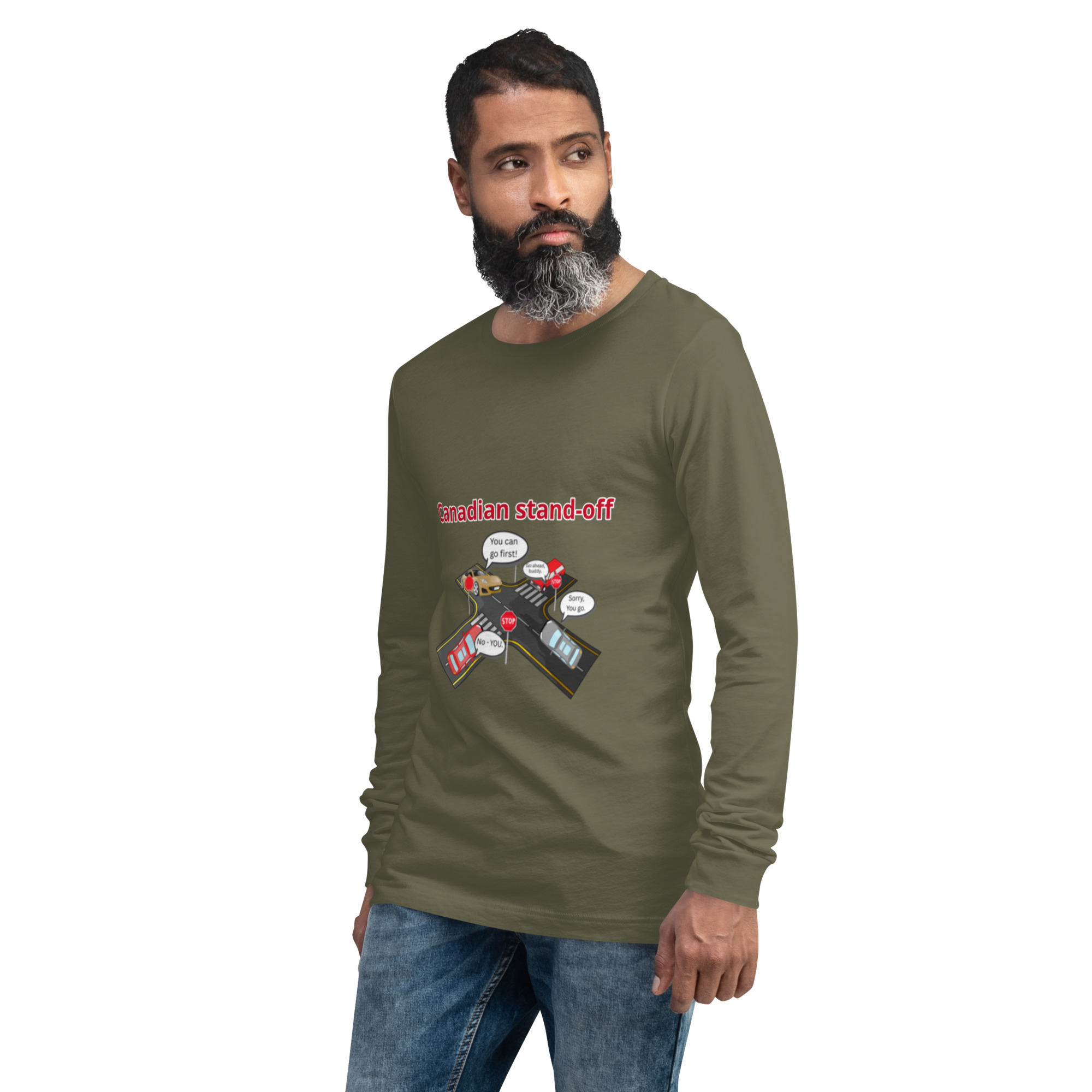 Canadian Stand-off funny Unisex Long Sleeve Tee - Image 2