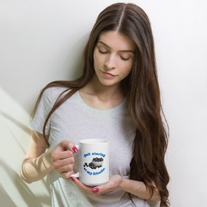 Quit Staring at my Bloobs White glossy mug